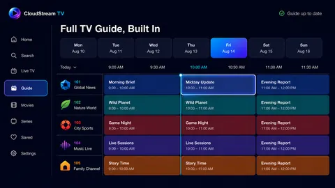 CloudStream TV guide screen